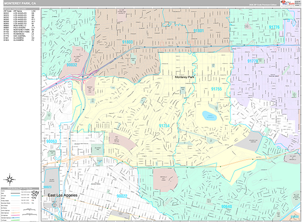 Monterey Park Map Premium Style